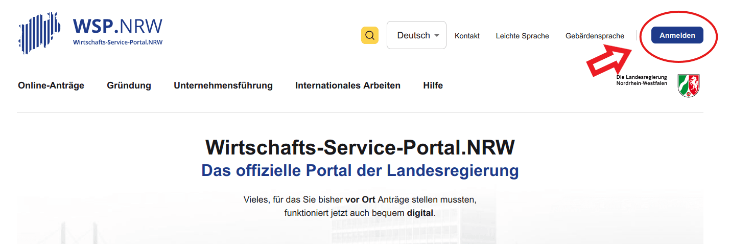 Anmelden auf dem WSP.NRW