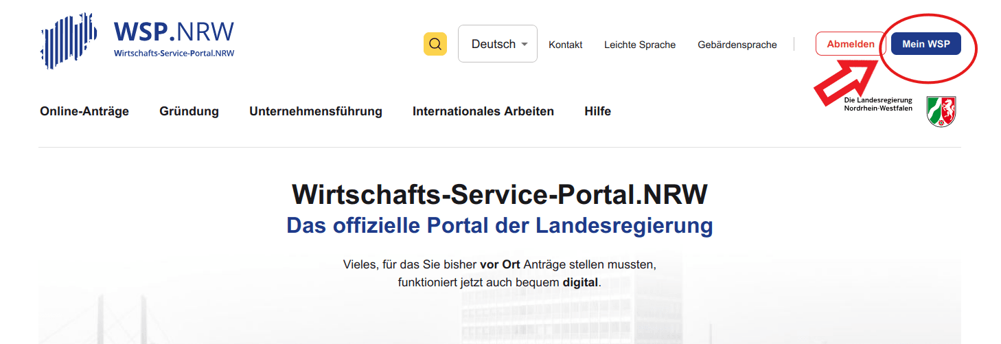 Rückleitung zum WSP.NRW